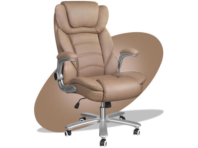 Solfway Brown Leather Executive Office Chair, Big and Tall Office ...