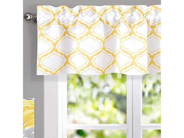 Photo 1 of DriftAway Geo Trellis Window Curtain Valance Rod Pocket 52 Inch by 14 Inch Yellow