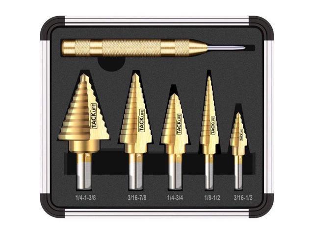 TACKLIFE Step Drill Bit Set With & Automatic Center Punch, Total 50 Sizes PDH06A