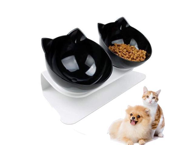 Double Cat Bowl with Raised Stand,15°Tilted Platform Cat Feeders Food ...