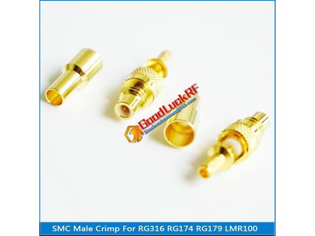 Rhombic Flange Crimp connector for RG316 RG174 male pin 10x RP SMA 2 Hole Jack 