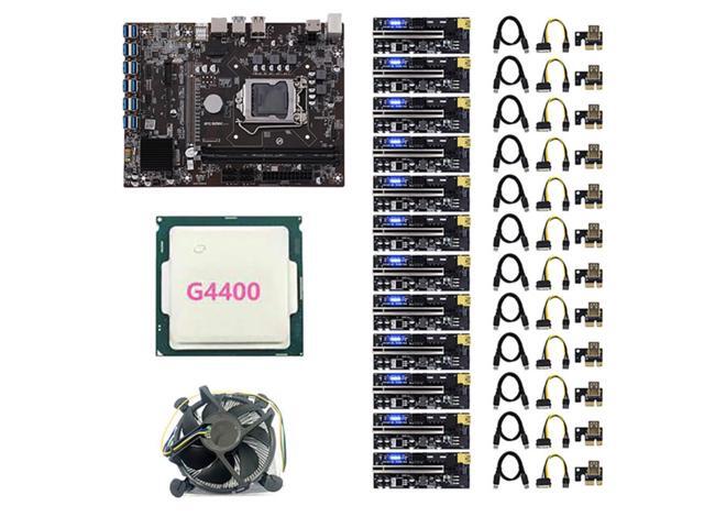 B250 BTC Mining Motherboard with 12X009C PLUS PCIE Riser Card+CPU ...