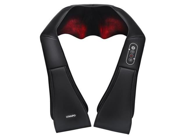 Naipo Shiatsu Neck and Back Massager with Heat Deep Tissue Kneading Longer Strap for Muscles Pain Relief, Best Relax Gifts at Home, Office, Car MGS-150DC-1