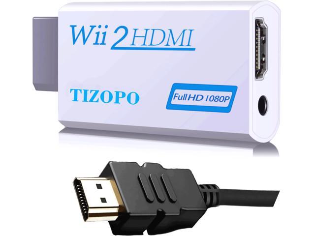 Wii to HDMI Converter, Wii HDMI Adapter 1080P Output Video Audio with 5ft High Speed HDMI Cable&3.5mm Audio Jack, Compatible with Full HD Devic, Supports All Wii Display Modes 720P, NTSC