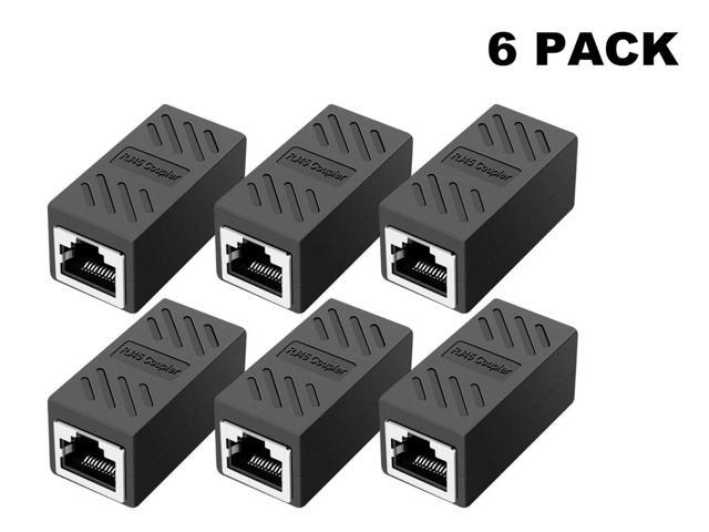 Ethernet Coupler,RJ45 Coupler,RJ45 Inline Coupler,Network Coupler, for Cat7/Cat6/Cat5e/cat5 Ethernet Cable Extender Connector - Female to Female, Black 6 Pack