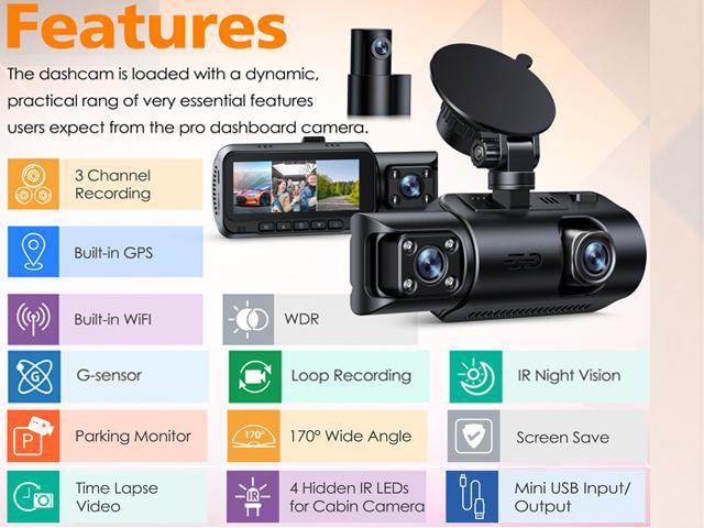 TOGUARD 3 Channel 2K/Dual 4K Dash Cam, WDR Car Camera, 3.2" Screen Car Dash Camera, Driving Recorder with Built-in WiFi GPS, IR Night Parking Monitor, Motion Detection, Recording,G-sensor - Newegg.com
