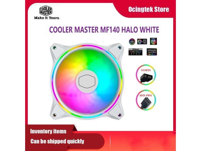 Cooler Master MasterFan MF140 HALO white version 140mm ARGB 5V 3Pin PWM addressable mute chassis fan 14cm support CPU water cooling fan