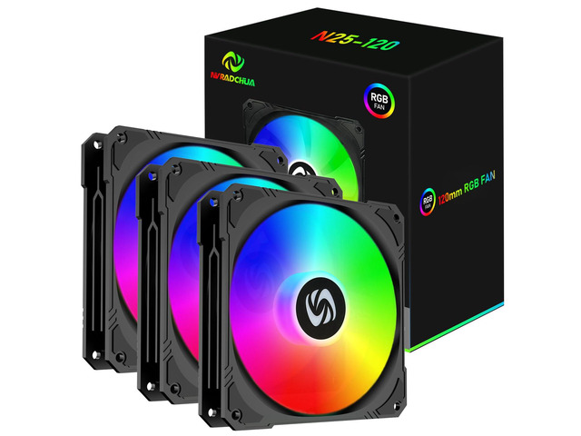 120mm Case Fan 3 Pack RGB Case Fans, Silent Version High Airflow PC ...