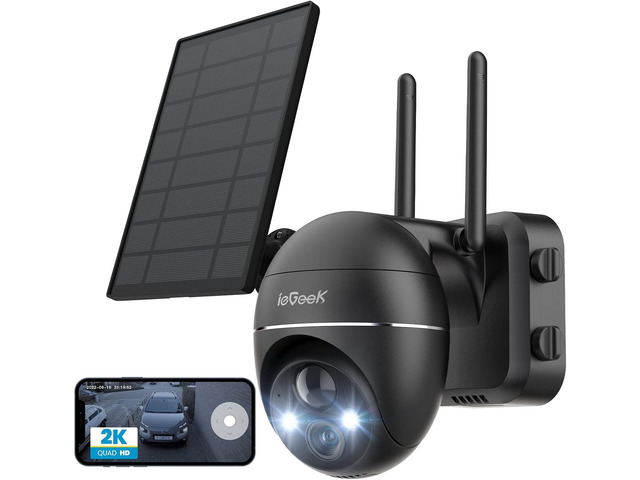 Solar Security Camera Outdoor, 2K Wireless WiFi Battery Powered Home ...