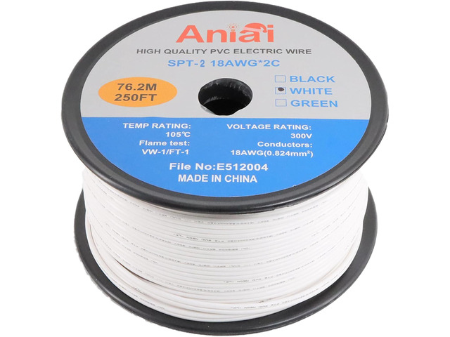 SPT-2 18 Gauge 2 Conductor 50ft Low Voltage Extension Cord – Tinned Copper Stranded, Green, Outdoor Rated