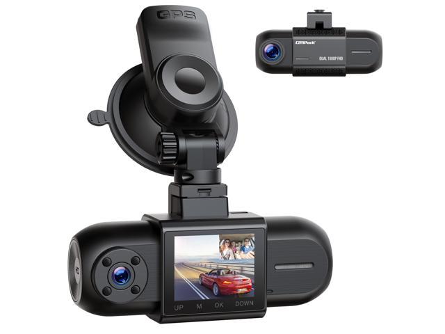 Dual Dash Cam 1080P+1080P Car Camera Driving Recorder with GPS , WDR Night Vision, Parking G-Sensor, Support 256GB -