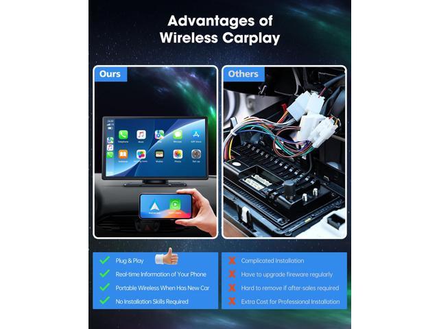 Lamtto 9 Portable Inch Wireless Carplay Car Stereo With 2 5k Dash Cam