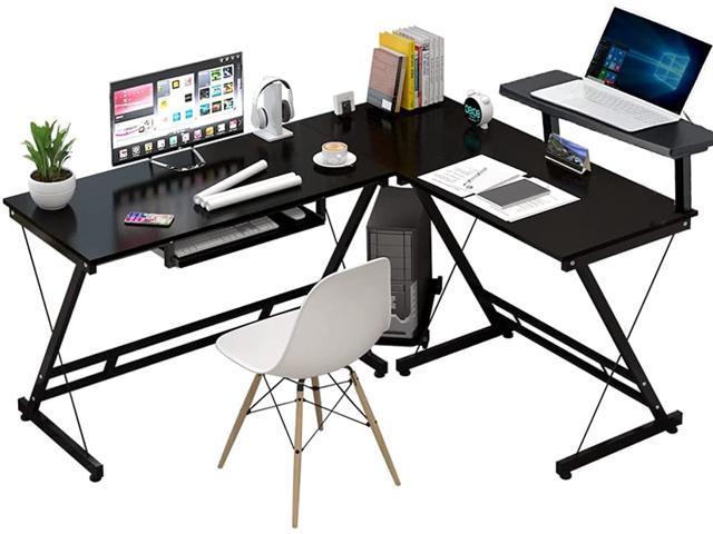 L Shaped Computer Desk with monitor stand, L Shaped Gaming Desk Large for Home Office