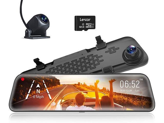 24H Parking Monitor Mirror Dash Cam for Cars with 12 IPS Full Touch Screen Parking Assistance Free 32G TF Card 1296P Dual Lens Rear View Mirror Enhanced Night Vision with Sony Starvis Sensor 