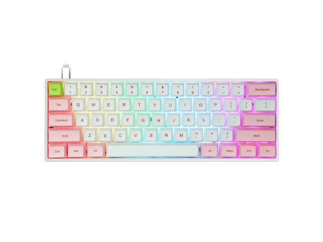 YUNZII SK61 Pink Wired 60% Keys NKRO Gateron Optical Switch RGB Backlight Programmable Mechanical Gaming Keyboard Gateron Optical Red