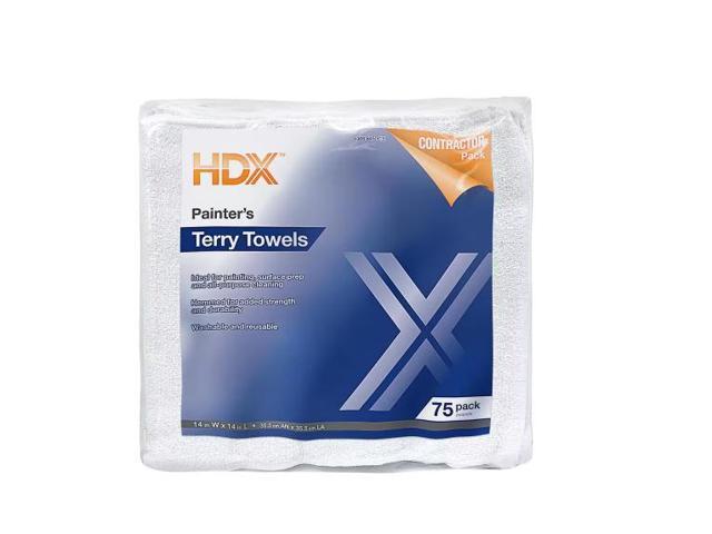 Photo 1 of 14 in. W x 14 in. L Cotton Painter's Towels (75-Count) HDX # # 1005645915