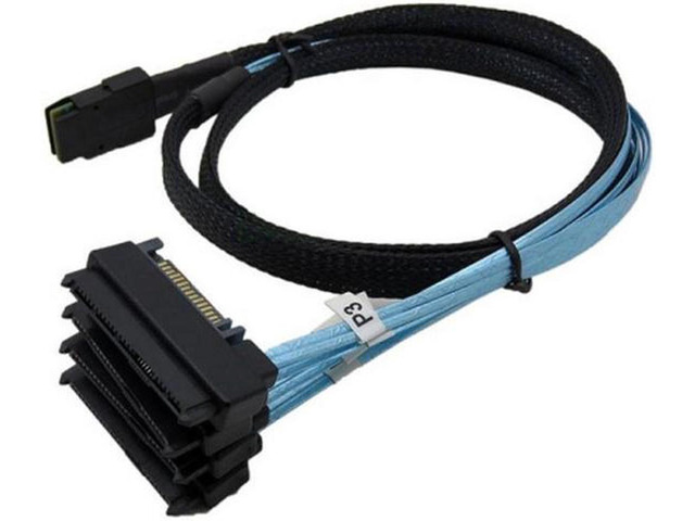 Mini SAS 36-Pin SFF-8087 To 4x SAS SFF-8482 Cable With IDE Power - 3FT (1M)
