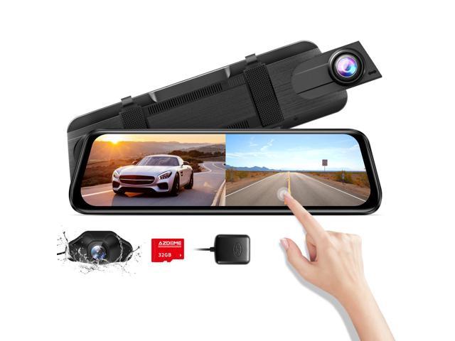Free 64GB Card ＆ 33ft Cable 4K Mirror Dash Cam Front and Rear View Mirror Backup Camera 10'' IPS Full Touch Screen 1080P Reverse Camera Enhanced Night Vision for Cars with Parking Assist/Monitor 
