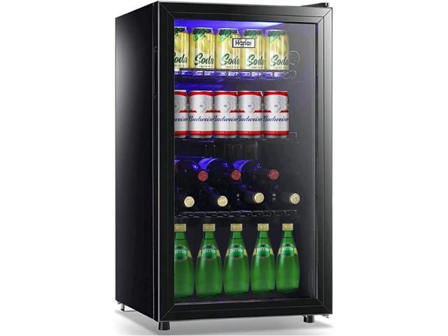 WANAI 120-Can Beverage Cooler and Refrigerator, Small Mini Fridge for Home,  Office or Bar with Glass Door and Adjustable Removable Shelves,Perfect for