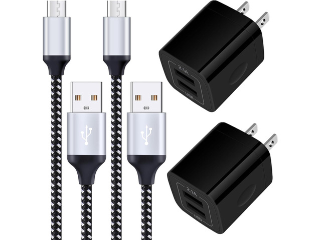 Android Charger, 2-Pack 2.1A Dual Port USB Charging Block Charger Plug ...