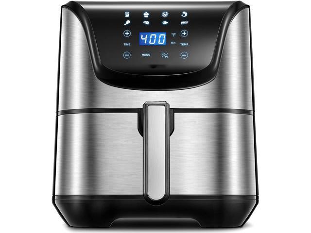 AICOOK 5.8 Quart Air Fryer Oven Stainless Steel, 8 Cooking Preset, Multifunction LED Digital Display, 40-recipes, No Oily Smoke Frying Cooking, Auto Shut Off, 1700W(110V 60Hz)