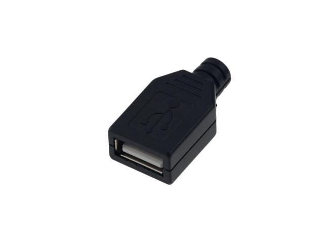 10pcs Type A female USB 4 Pin Plug Socket Connector&Plastic Cover New 