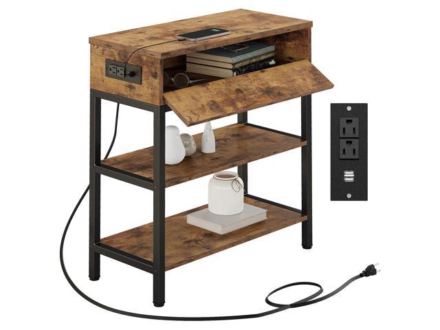 side table with storage and charging station