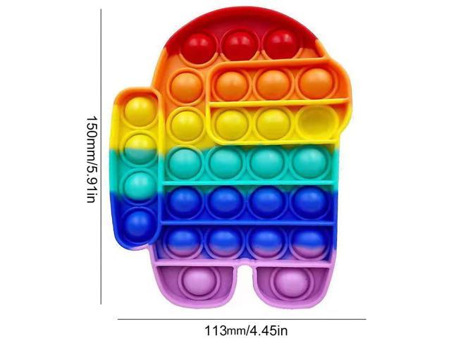 GUCED Among in Us Pop Bubble Sensory Fidget Toy，Squeeze Silicone Stress Reliever Toy 2 Pack（ Rainbow+Rainbow） 