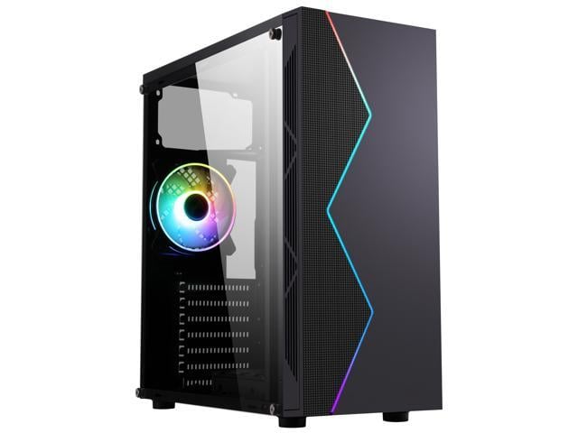 SAMA ATX/M-ATX/ITX Computer Case LT T9 with Glass Tempered Window RGB ...