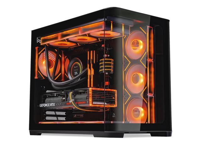 SAMA2851ATXMid-TowerPCGamingCase,High-Airflow,SturdyCurvedTemperedGlassFront,4ARGBPWMFanPre-installedwithFanHub,Black