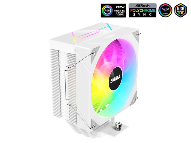 SAMA L4P120 ARGB CPU Air Cooler White 120mm Cooling Fan Addressable RGB ...