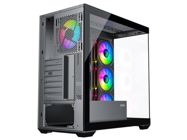 SAMA SV01 Gaming PC Case Computer Mid Tower ATX Case with 4 Addressable ...