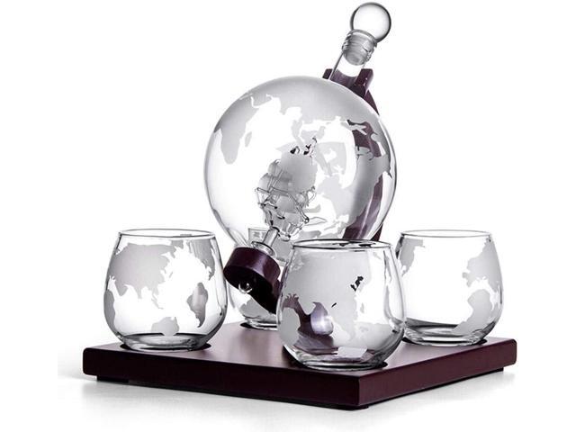 Whiskey Decanter Set - Vodka Globe Carafe - 1000ml Crafted Glass Sailing Ship globe decanter - Best Gifts for Father & Husband
