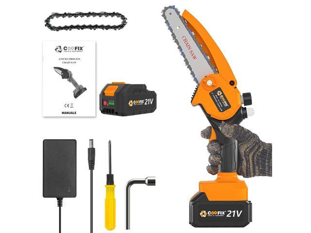 Coofix Mini Chainsaw 6 Inch Cordless,Small Handheld Electric Battery Chainsaw,Mini Chain Saws for Trees Battery Powered