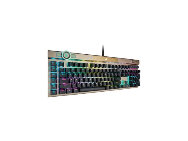 VIPERA - Corsair K100 RGB Optical Mechanical Gaming Keyboard, Detachable Palm Rest, Axon Technology, 44 Zone RGB Light Edge, OPX Keyswitch, Eng - Arabic Layout, Midnight Gold | CH-912A21A-AR