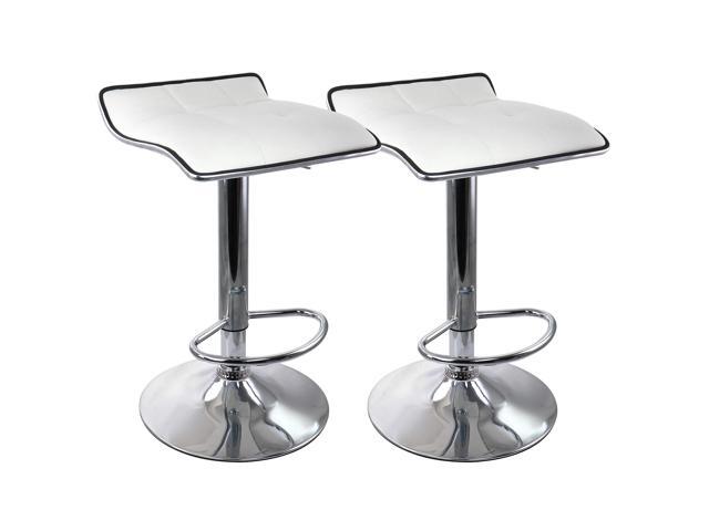 Elama 2 Piece Tufted Faux Leather Adjustable Bar Stool with Low Back in White with Chrome Base - Newegg.com