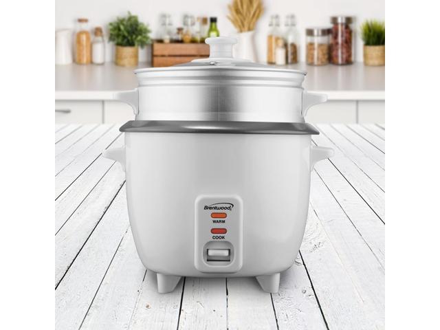 Brentwood 8 Cup Rice Cooker / Non-Stick with Steamer in White