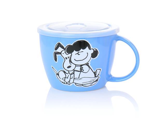 Peanuts 70th Anniversary 23.5 oz. Assorted Colors 4-Piece Stoneware Soup Bowl Set with Vented Lids