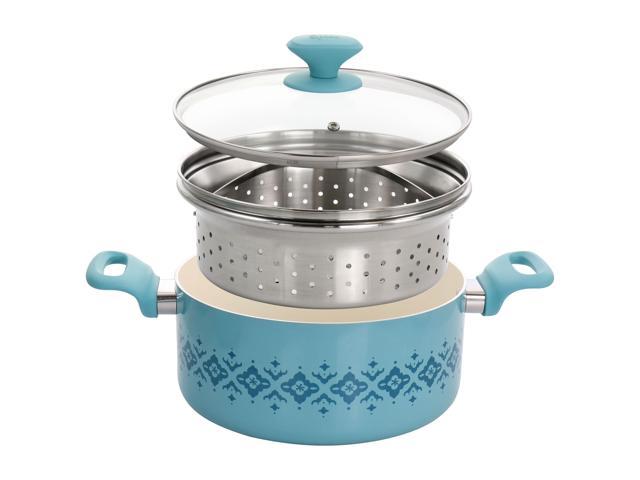 Spice by Tia Mowry Savory Saffron Healthy Nonstick 5qt Dutch Oven with Steamer Insert - Teal