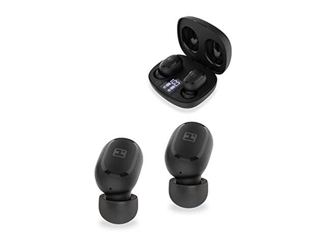 ihome xt-45 true wireless earbuds with rechargeable travel case, bluetooth earphones with microphone and touch control, black