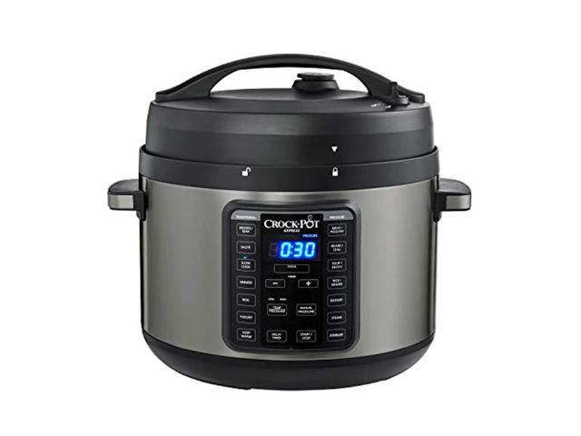 crock-pot 2097590 10-qt. express crock multi-cooker with easy release steam dial, 10qt, black stainless