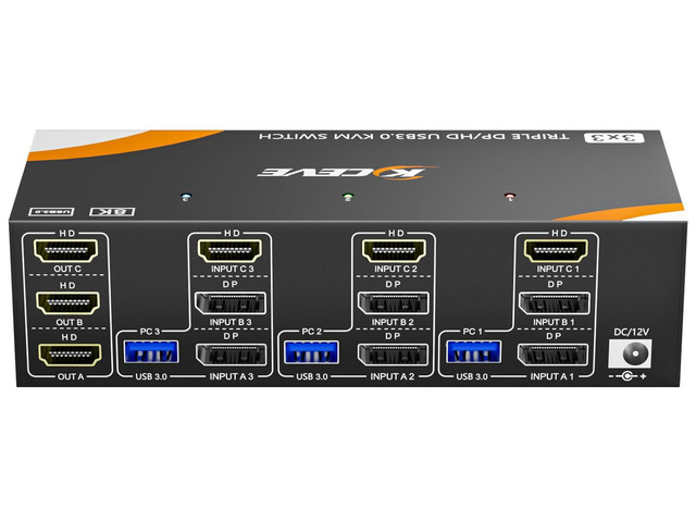 USB 3.0 KVM Switch 3 Monitors 3 Computers Displayport HDMI, Triple ...