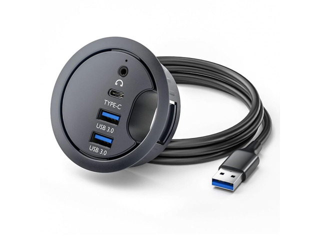 Soundhub Desktop Vszerda USB 3.0 Hub Sound Card USB-C 2 Port USB 60mm Desk Grommet ...