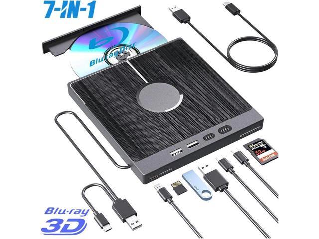 External Blu-ray Drive 7-in-1 Portable 4K BDXL Writer with SD Card Reader