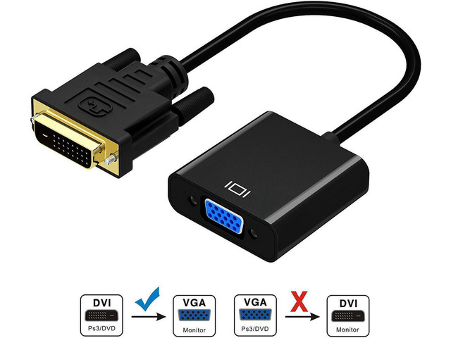 Active DVI-D to VGA Converter Cable 1080p M/F Adapter for PC Laptop