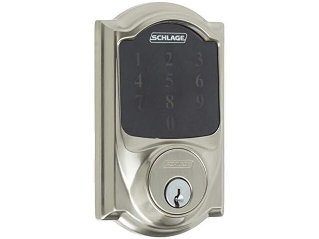 Schlage Connect Z Wave Deadbolt With Built In Alarm Camelot Style Satin Nickel Be469nx Cam 1119