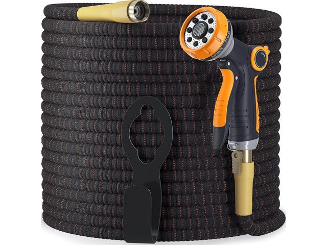 TBI Pro Garden Hose Expandable and Flexible - Super Durable 3750D Fabric | 4-Layers Flex Strong Latex | No-Rust Brass Connectors with Pocket Protectors - Water Hoses for Gardening (100FT SET)