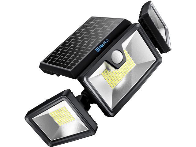 128LED 3Heads Outdoor Solar Wall Lamp Motion Sensor Rotatable Street Spot Light 