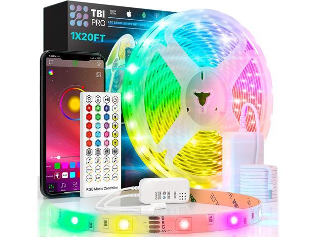 TBI Pro LED Strip Lights Kit 20ft w/Extra Adhesive 3M Tape - Christmas Gift - 300 LEDs SMD 5050 RGB Light, 44 Key Remote Controller, Flexible Changing Multi-Color Lighting Strips for TV, Room