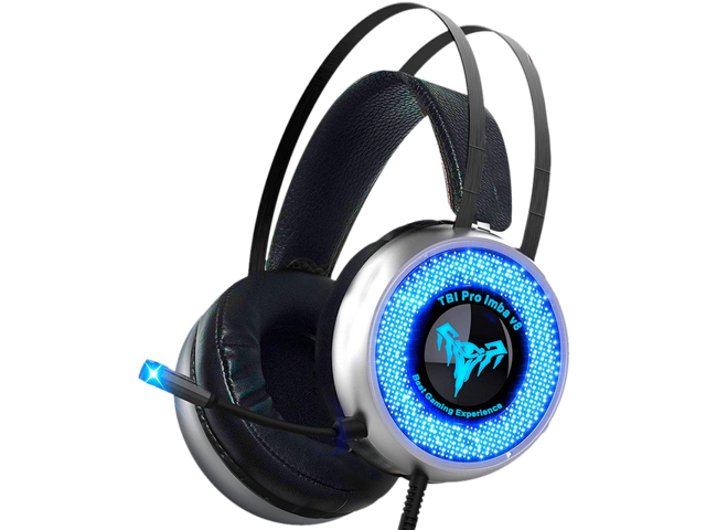TBI Pro V8 IMBA Gaming Headset with 50MM High-End Dynamic, Comfy Earmuffs, LED, Adjustable Microphone, Mute and Volume Control for XboxOne, 360, S, PS3, PS4, PC, Nintendo, Laptop. Christmas Gift